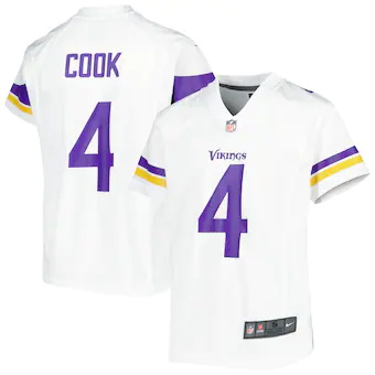 youth nike dalvin cook white minnesota vikings team game je